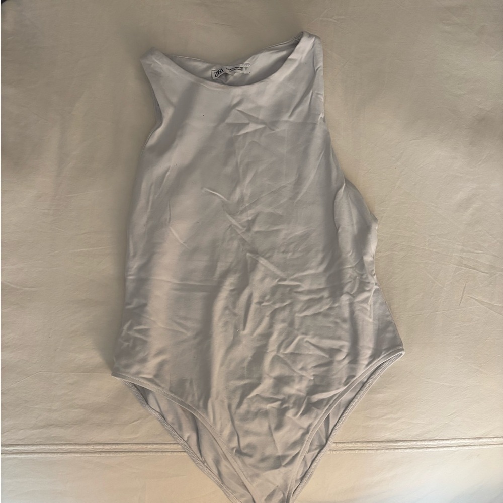 Zara White High Neck Bodysuit